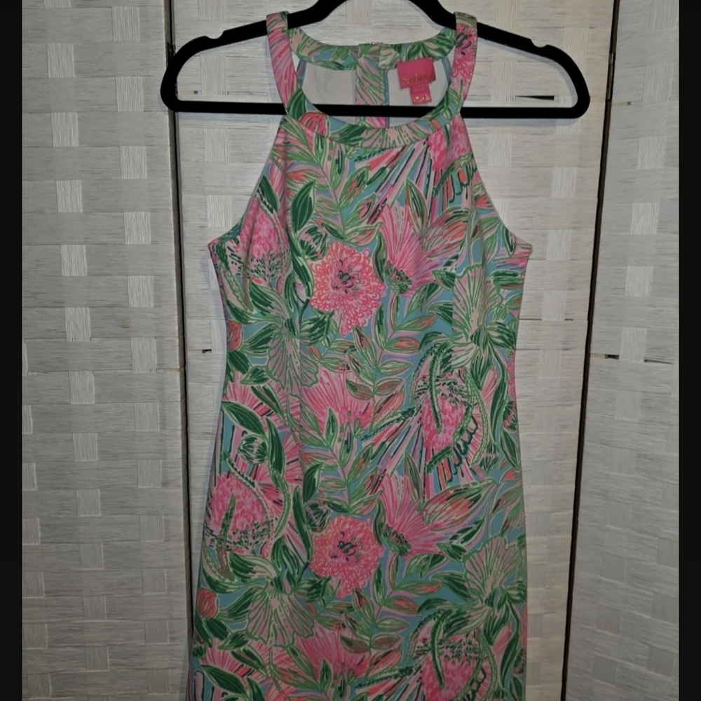 Lilly Pulitzer Tropical Print Dress in Pink and Green